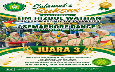 TIM HIZBUL WATHAN MI MUHAMMADIYAH 05 GENDONGKULON RAIH JUARA 3 SEMAPHORE DANCE